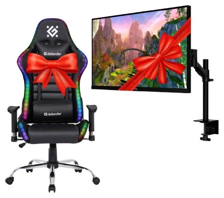 Монитор 27" HyperX 64V69AA#ABB + игровое кресло Defender Ultimate 64355 черный купить,259090