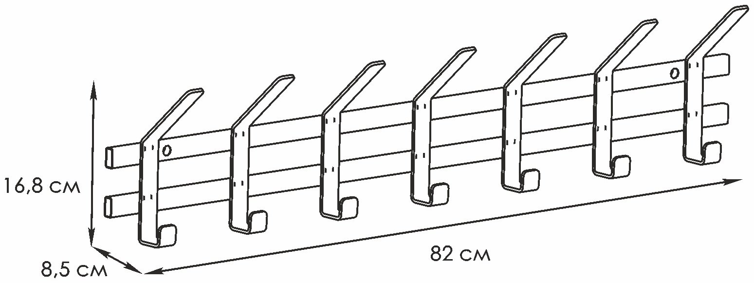 Вешалка настенная ЗМИ ТОРОНТО 7, металл, 82x16.8 см, белый