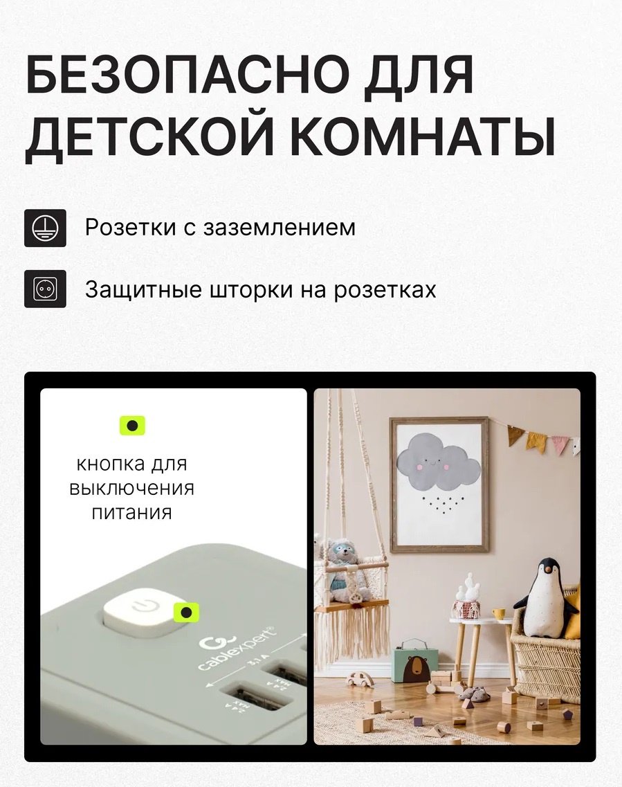 Сетевой фильтр Cablexpert TWR-4-U3-W-2, 2 м купить,11990