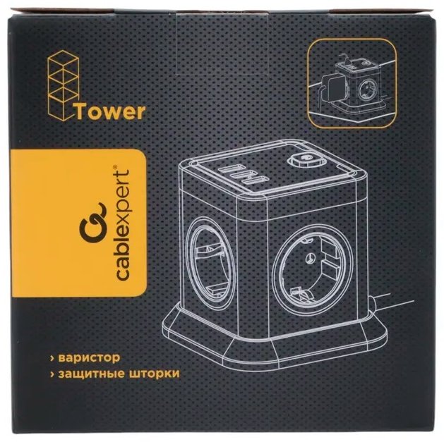 Сетевой фильтр Cablexpert TWR-4-U3-W-3, 3 м купить,13490
