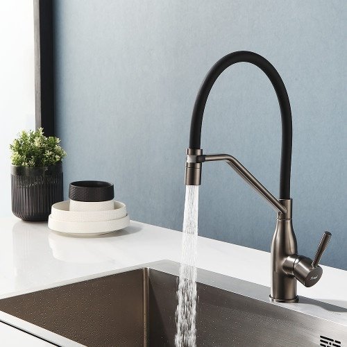 Смеситель с гибким изливом Frap F4497-9, латунь, цвет графит купить,34600