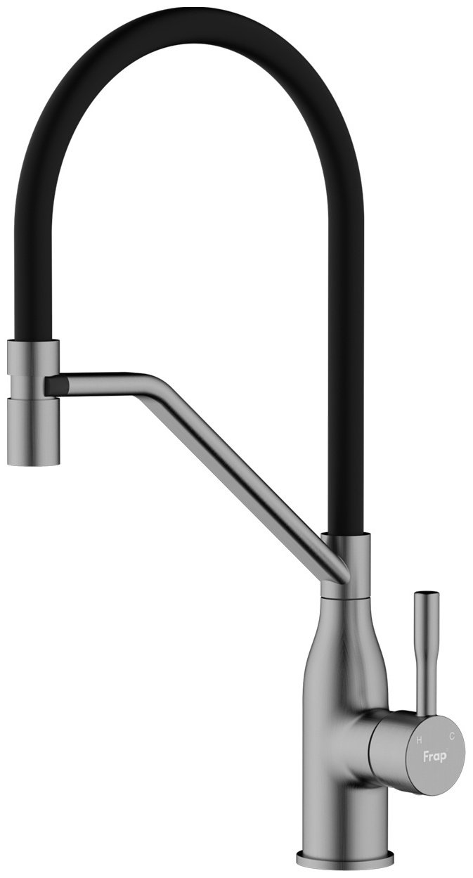 Смеситель с гибким изливом Frap F4497-9, латунь, цвет графит купить,34600