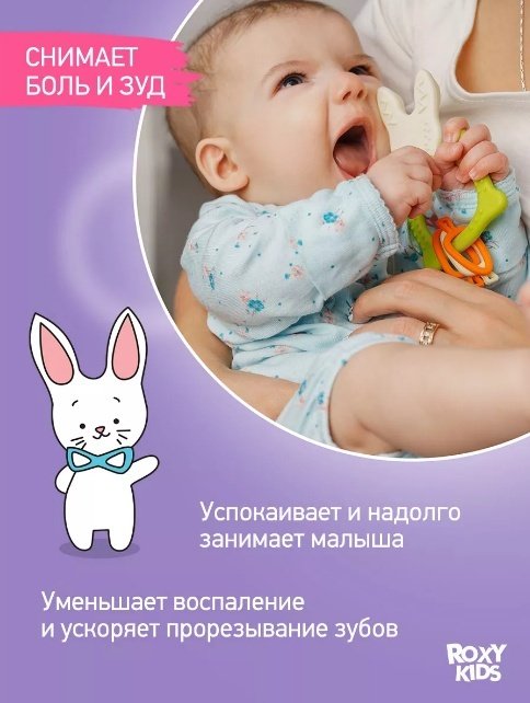 Прорезыватель ROXY-KIDS RBT-001GNSC, 1 шт, зеленый