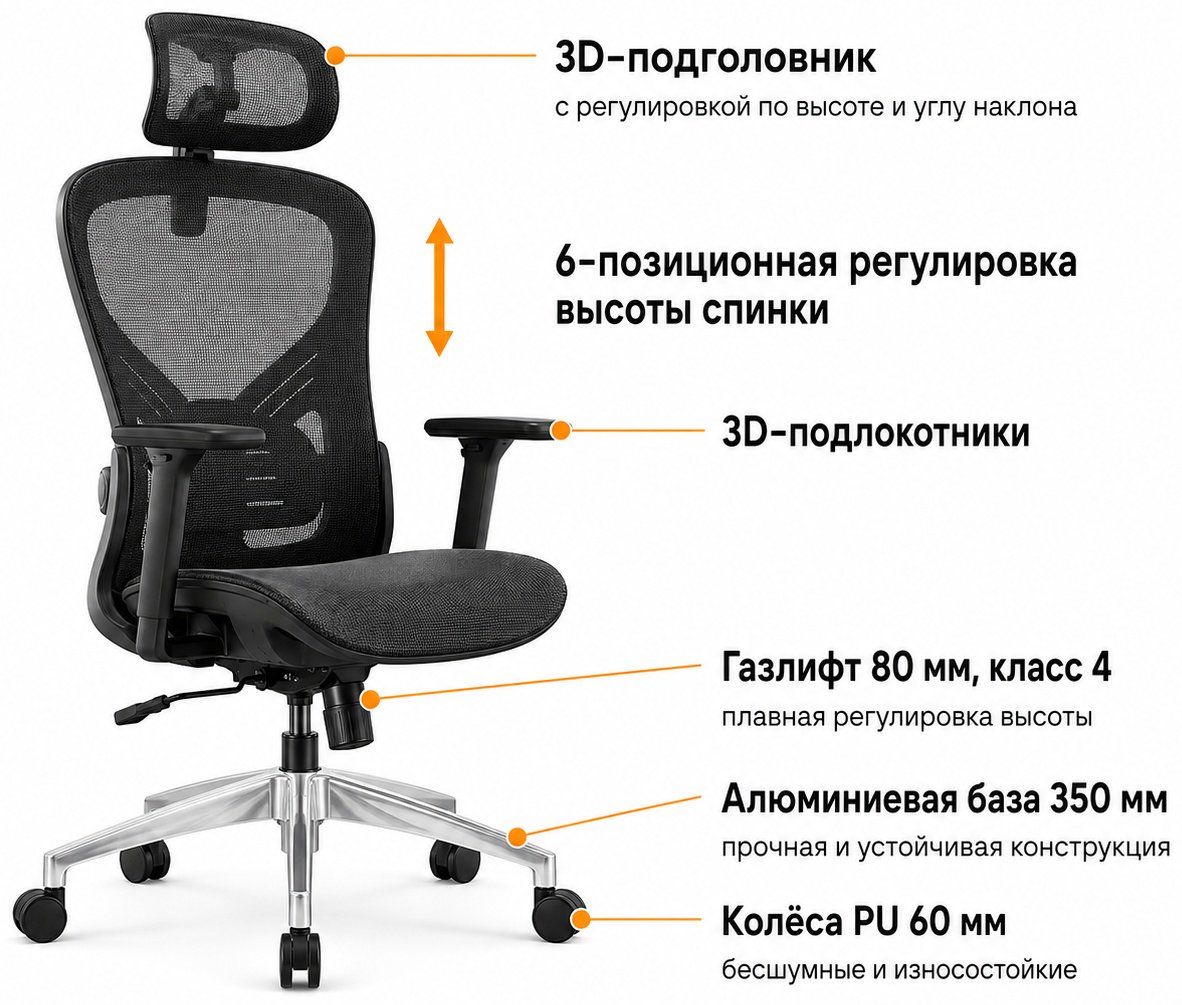 Офисное кресло Eco Estelar Paseon, черный купить,149990