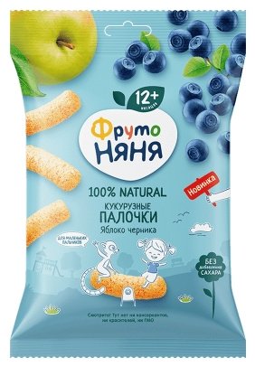 ФрутоНяня кукурузные палочки Яблоко-черника с 1 года 20 г