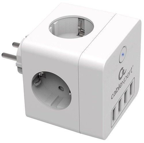 Сетевой фильтр Cablexpert CUBE-4-U4-W, 0 м купить,9490