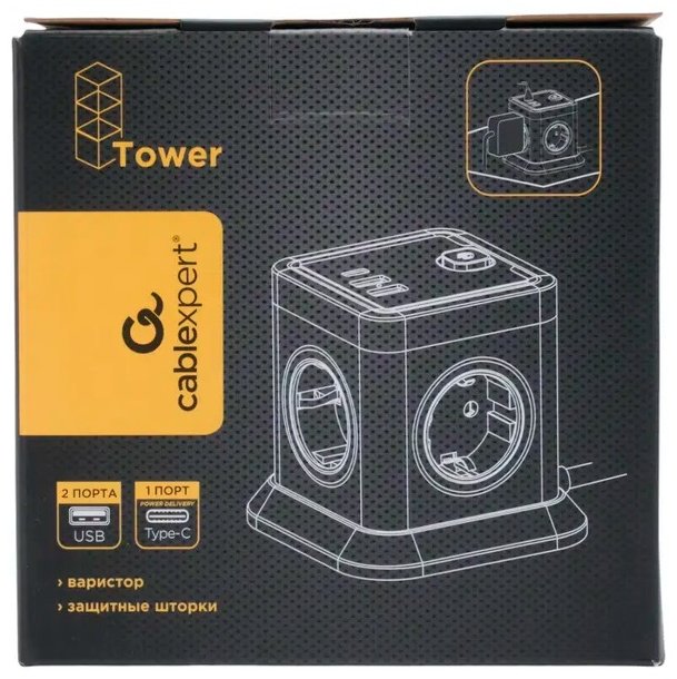 Сетевой фильтр Cablexpert TWR-4-CU2-W-2, 2 м купить,13990