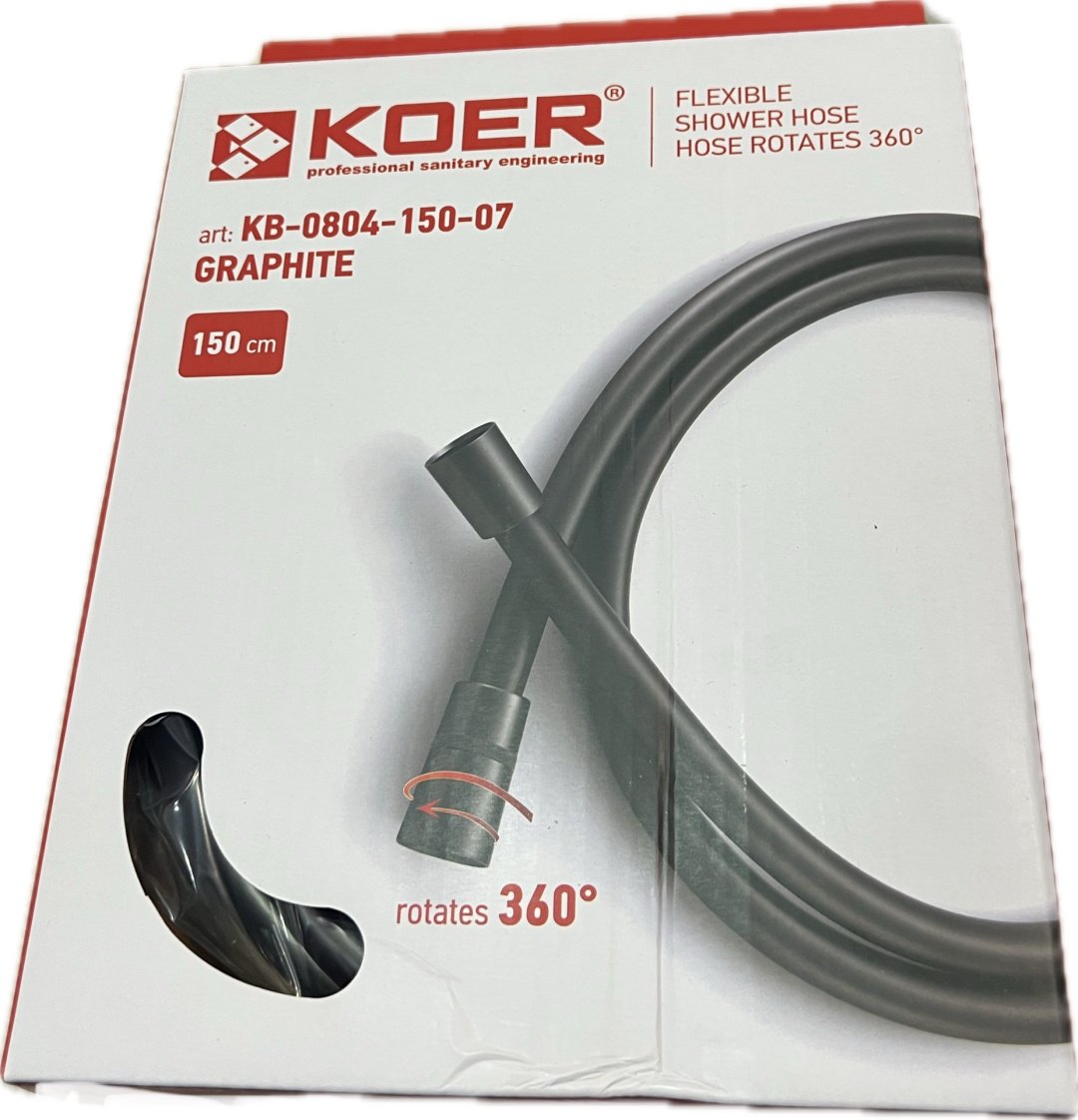 Шланг для душа Koer силикон, 150 см, подключение 1/2x1/2 купить,5000
