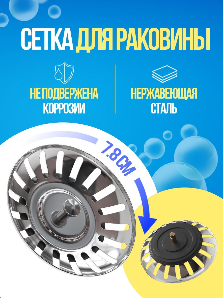 Сетка для слива GSMIN BT893465 78 мм купить,790