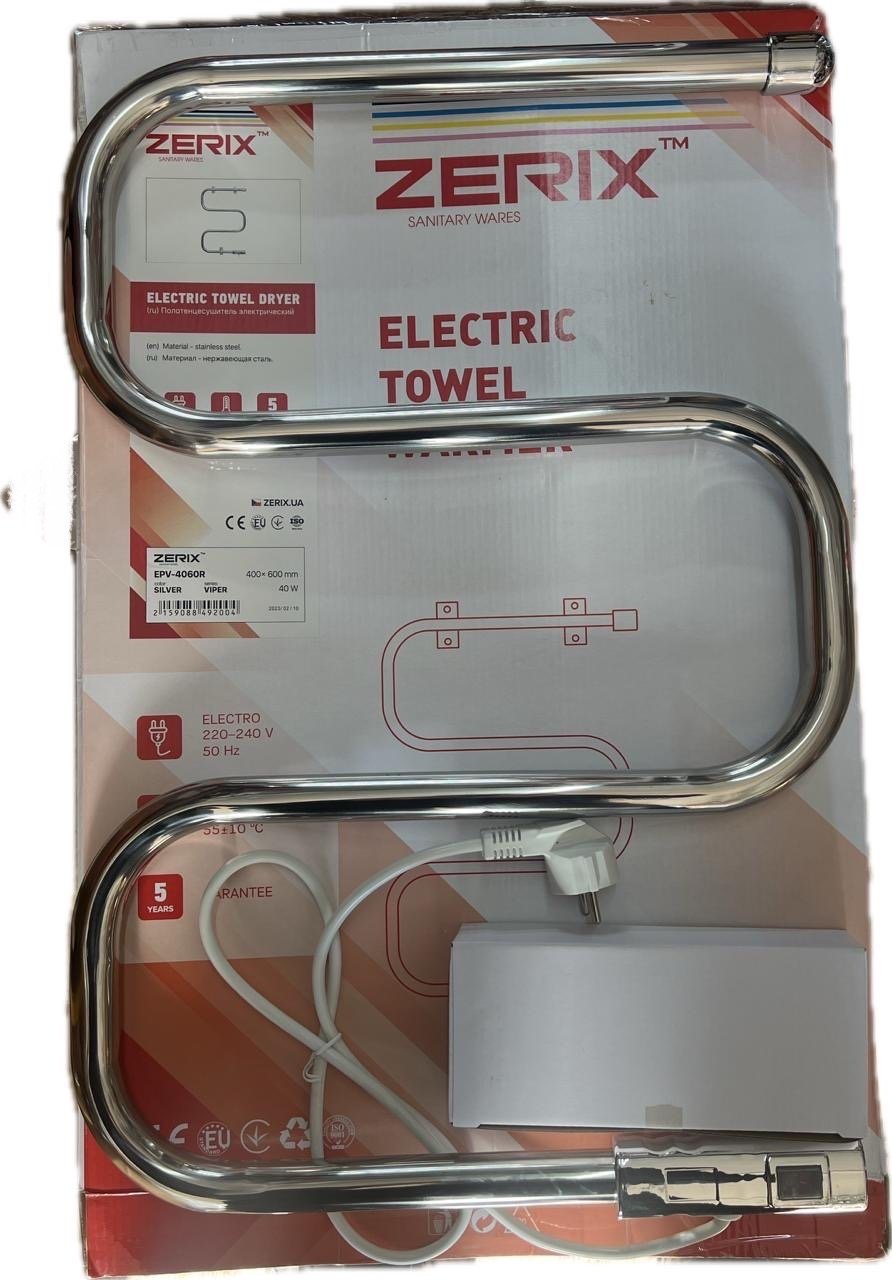 Полотенцесушитель электрический ZERIX EPV-4060R, M-образный 40x60 см купить,35000