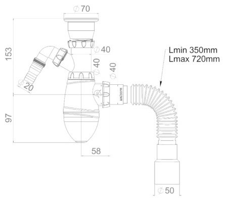 Сифон Unicorn А320 50 мм купить,2500