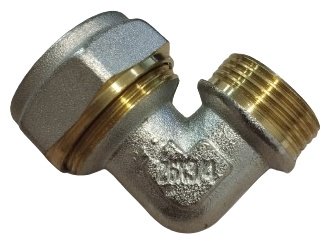 Угольник 90 26 мм 3/4, латунь никелированная, 1 шт купить,2000