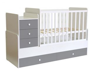 Кровать - трансформер Polini kids Simple 1111 бело-серая купить,NaN