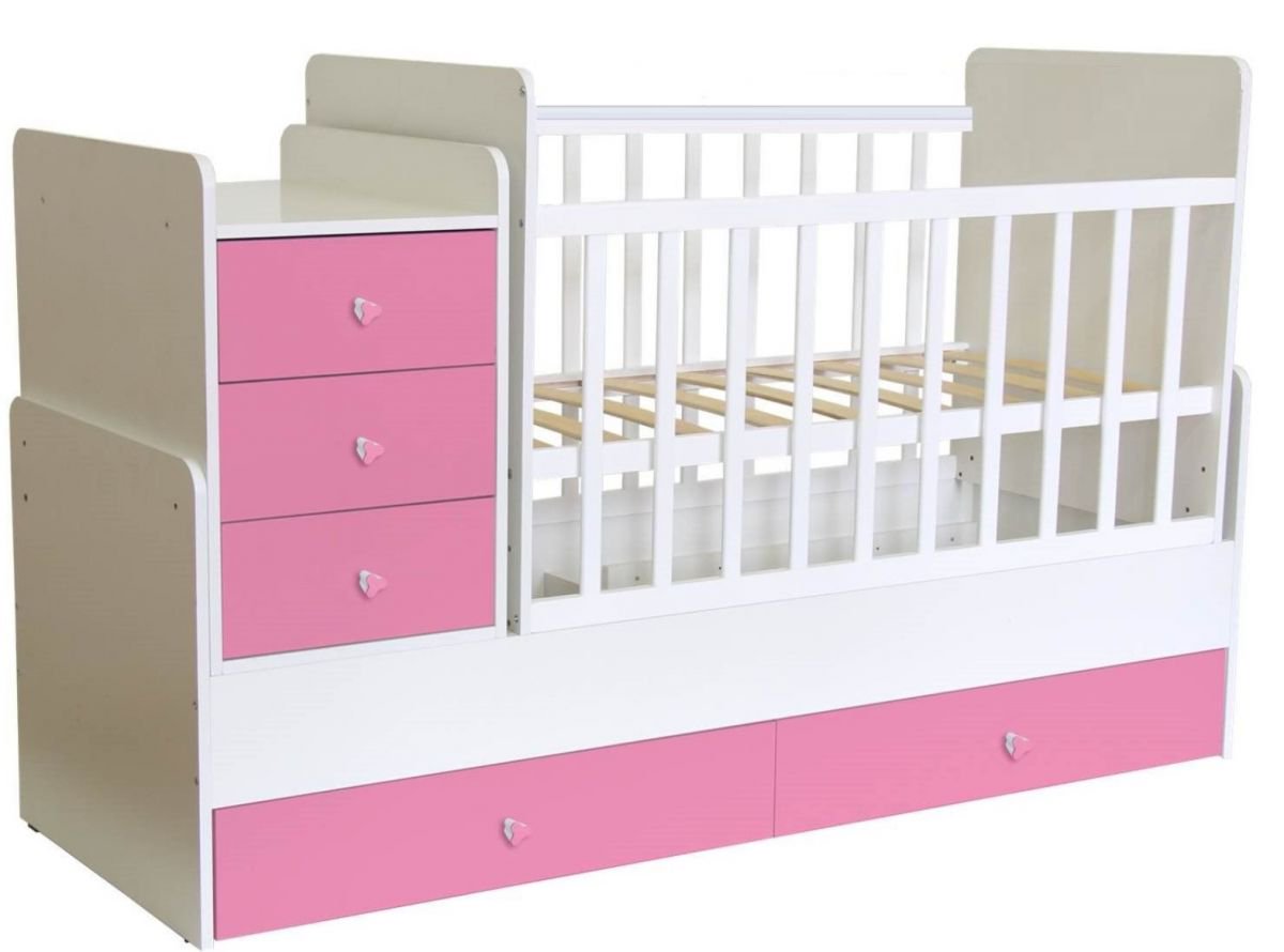 Кровать - трансформер Polini kids Simple 1111 белая роза купить,NaN