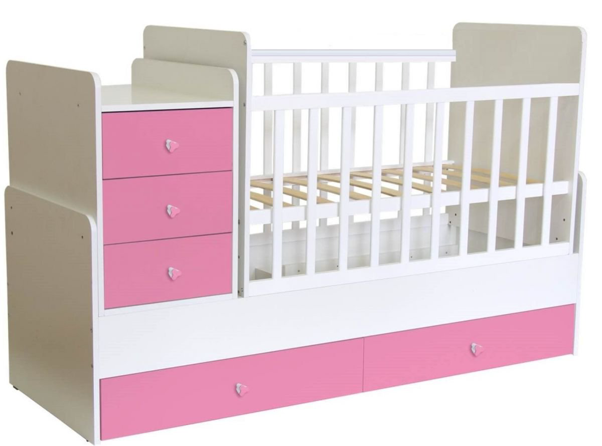 Кровать - трансформер Polini kids Simple 1111 белая роза купить,NaN