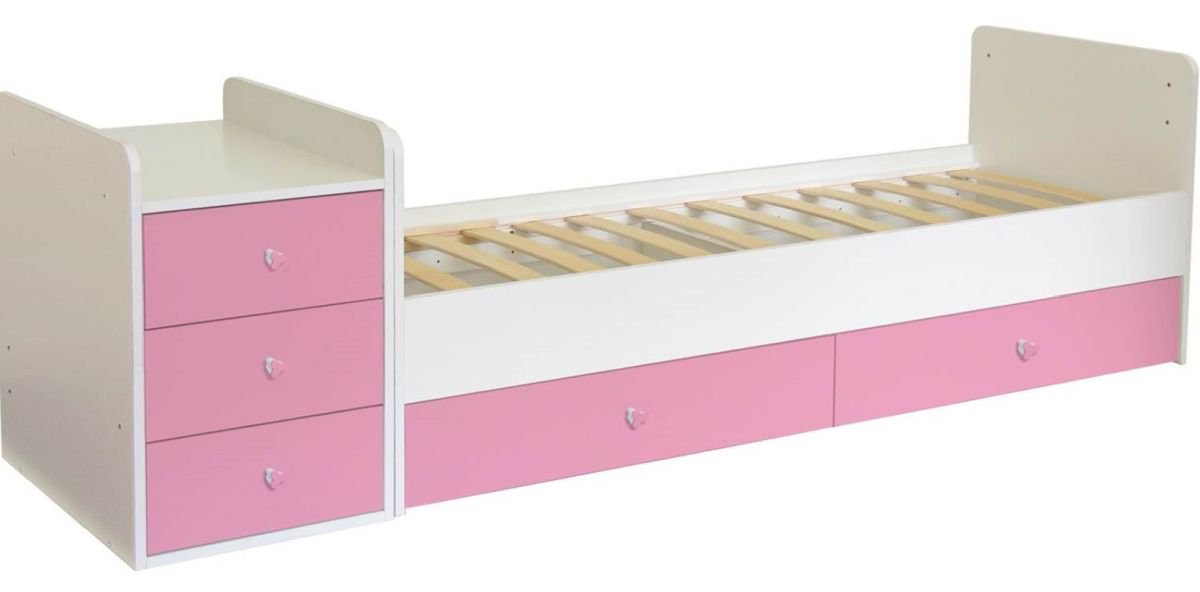 Кровать - трансформер Polini kids Simple 1111 белая роза купить,NaN