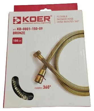 Шланг для душа Koer металлическая оплетка, 150 см, подключение 1/2x1/2 - ForteMarket Шланг для душа Koer металлическая оплетка, 150 см, подключение 1/2x1/2 купить,6000