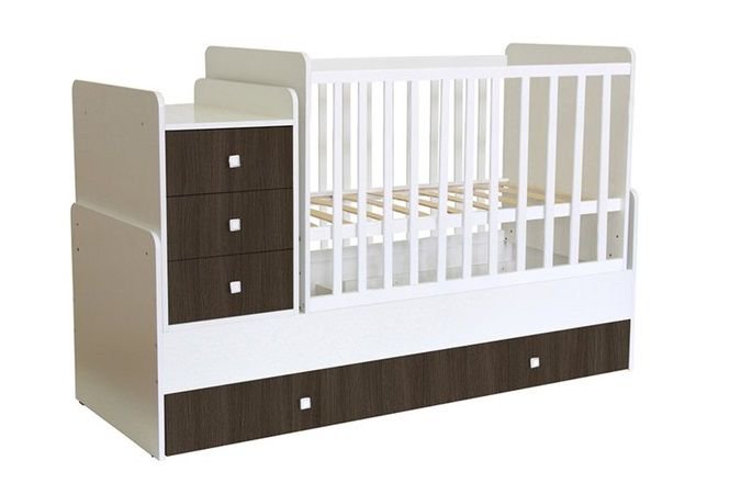 Кровать - трансформер Polini kids Simple 1111 белый-трюфель купить,NaN