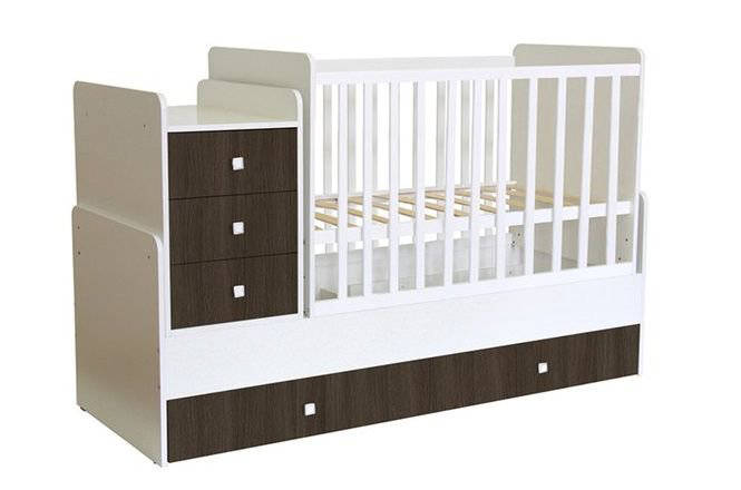 Кровать - трансформер Polini kids Simple 1111 белый-трюфель купить,NaN