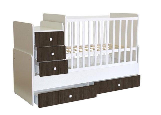 Кровать - трансформер Polini kids Simple 1111 белый-трюфель купить,NaN