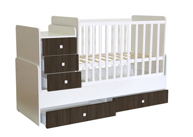 Кровать - трансформер Polini kids Simple 1111 белый-трюфель купить,NaN