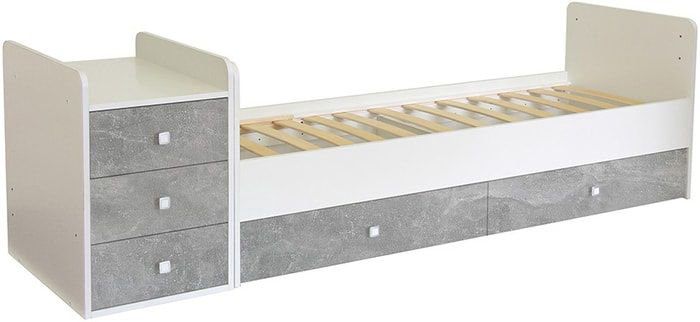 Кровать - трансформер Polini kids Simple 1111 белый-бетон купить,NaN
