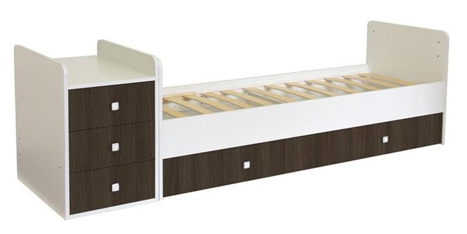 Кровать - трансформер Polini kids Simple 1111 белый-трюфель купить,NaN