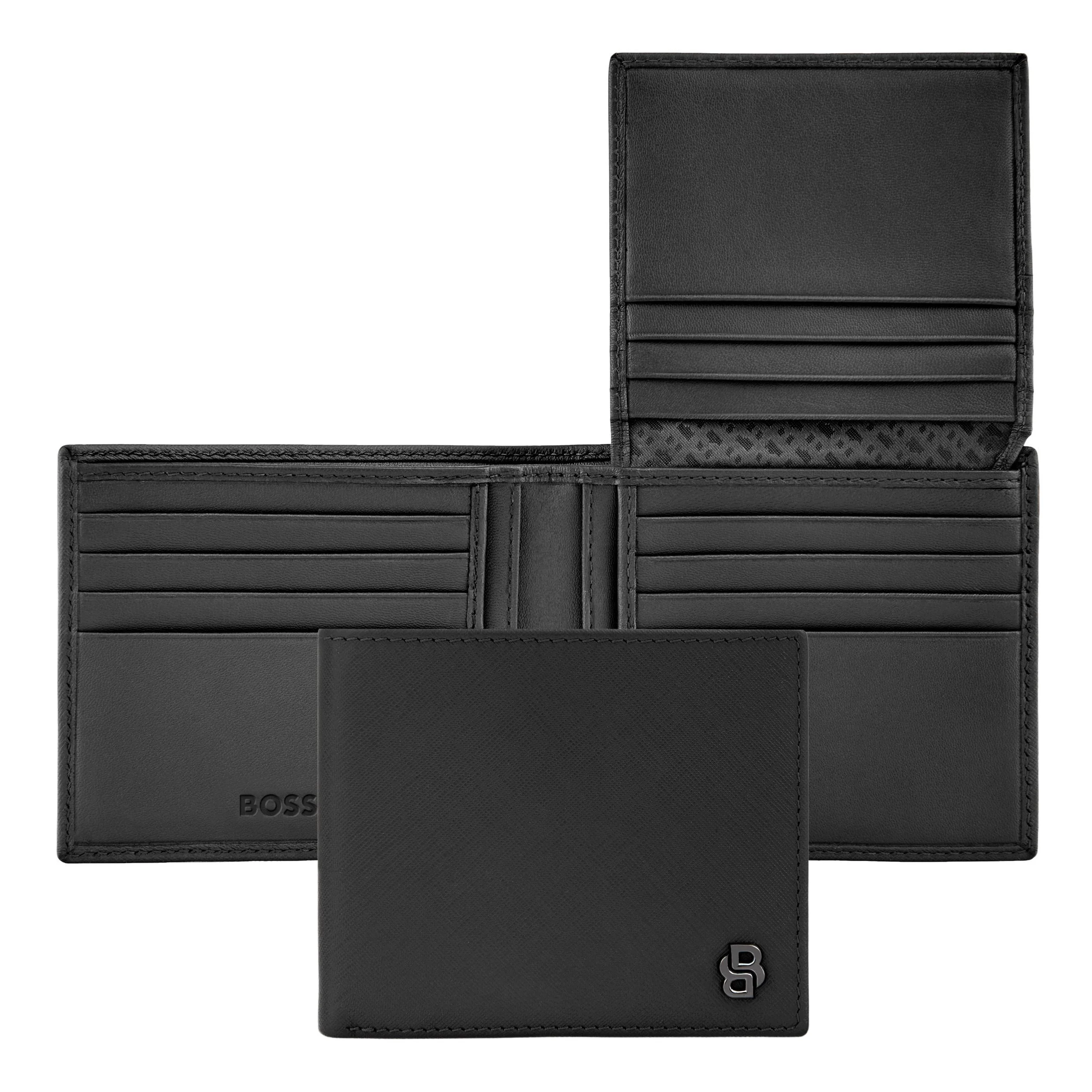 Портмоне Hugo Boss Double B Saffiano HLY526A с клапаном черное купить,89000