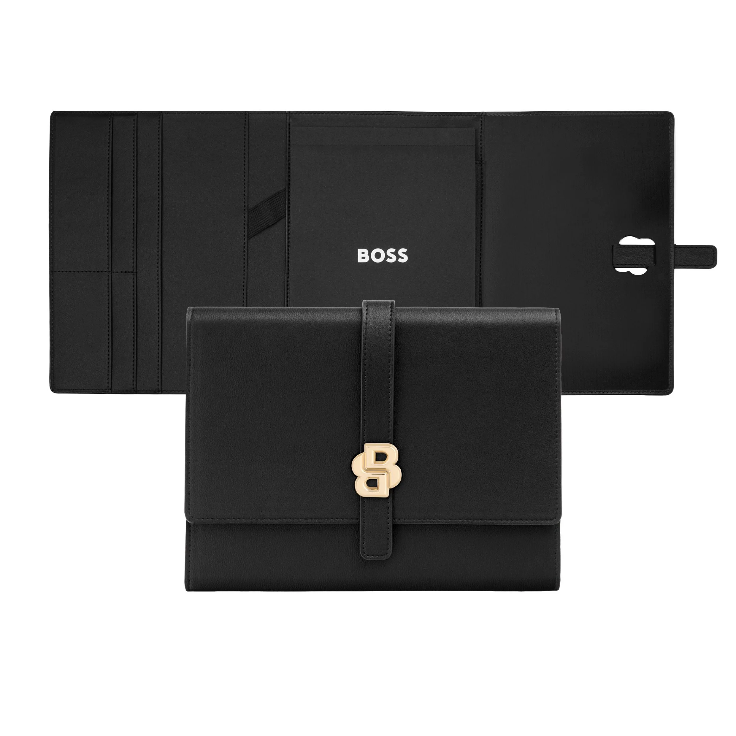 Папка для документов Hugo Boss Double B HDM520A A5 черно-золотистая купить,89000