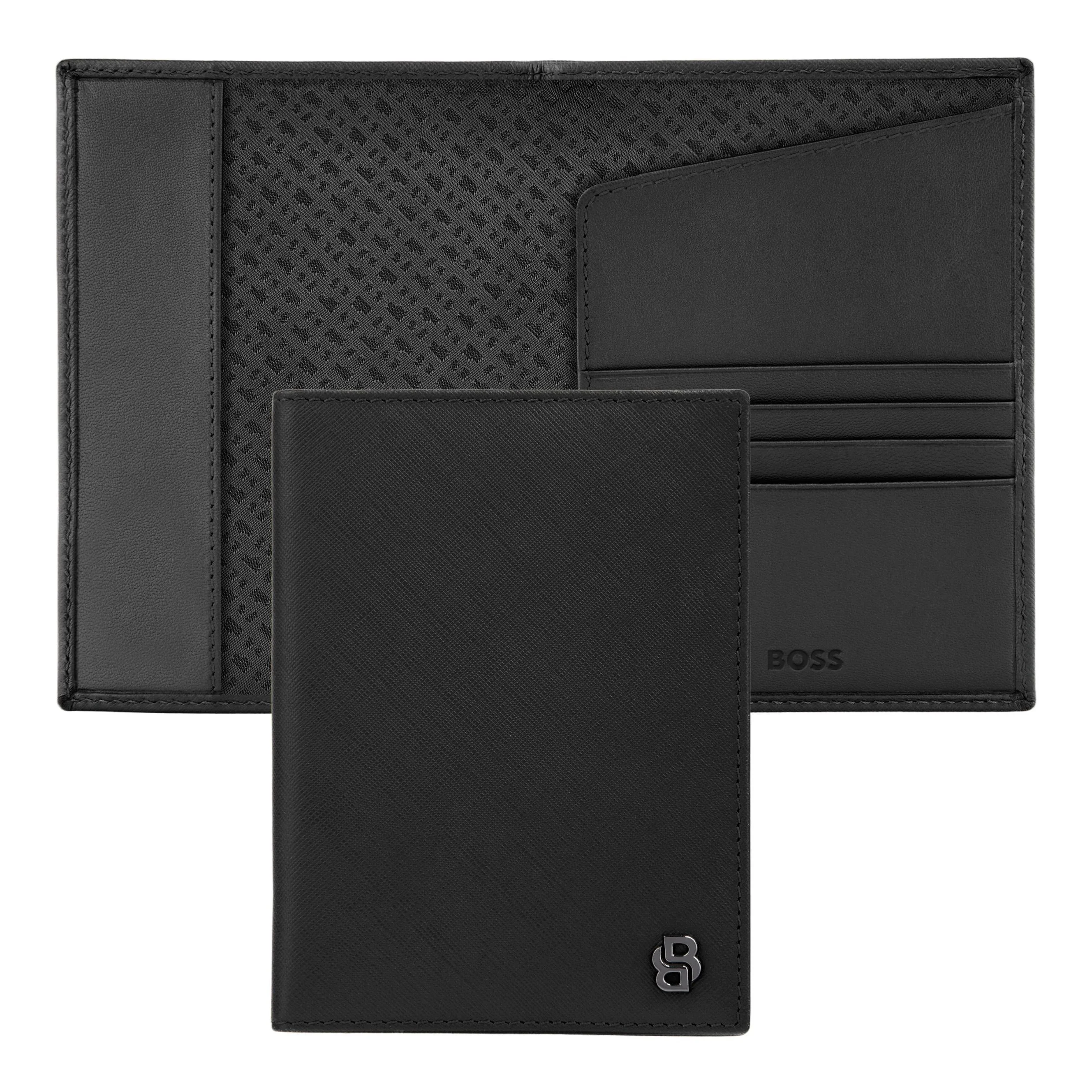 Обложка для паспорта Hugo Boss Double B Saffiano HLP526A черная купить,69000