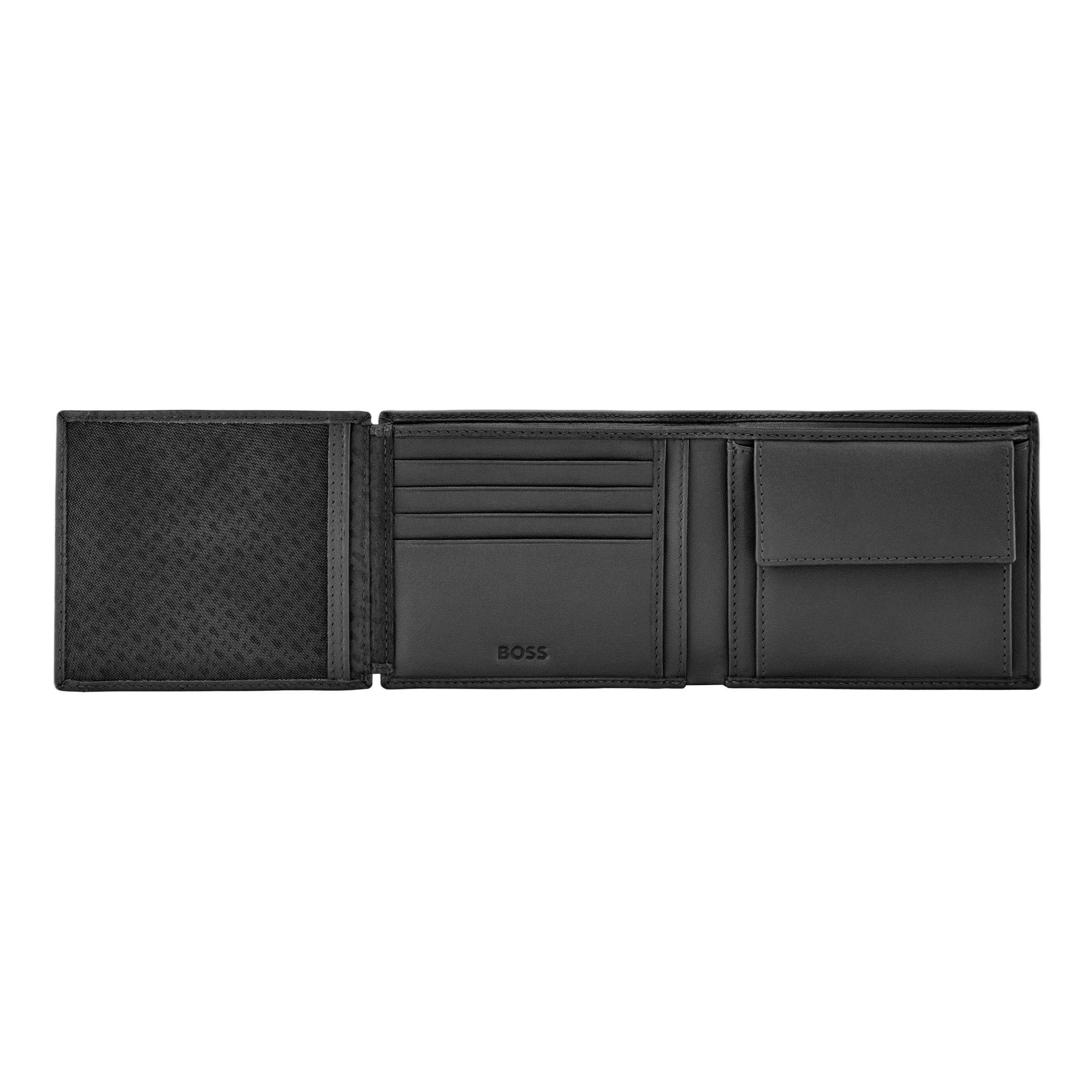 Портмоне Hugo Boss Double B Saffiano HLN526A с клапаном черное купить,79000
