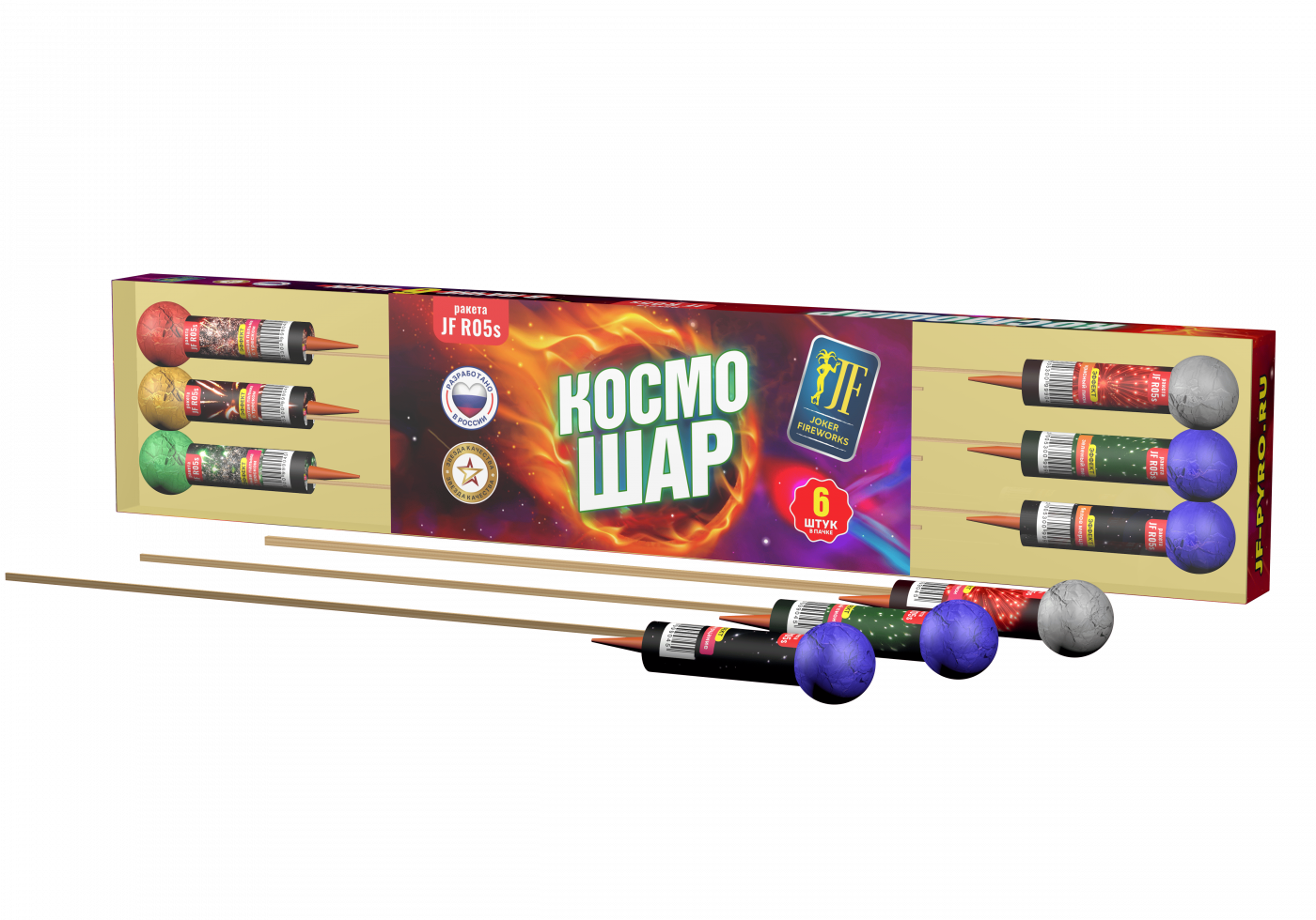 Ракета пиротехническая Joker Fireworks КосмоШар 1,6" 6 залпов купить,13200