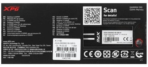 Оперативная память ADATA XPG Gammix D10 AX4U36008G18I-SB10 8GB купить,NaN