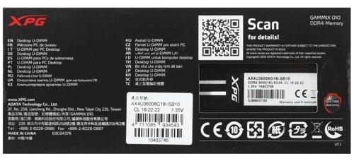 Оперативная память ADATA XPG Gammix D10 AX4U36008G18I-SB10 8GB купить,NaN