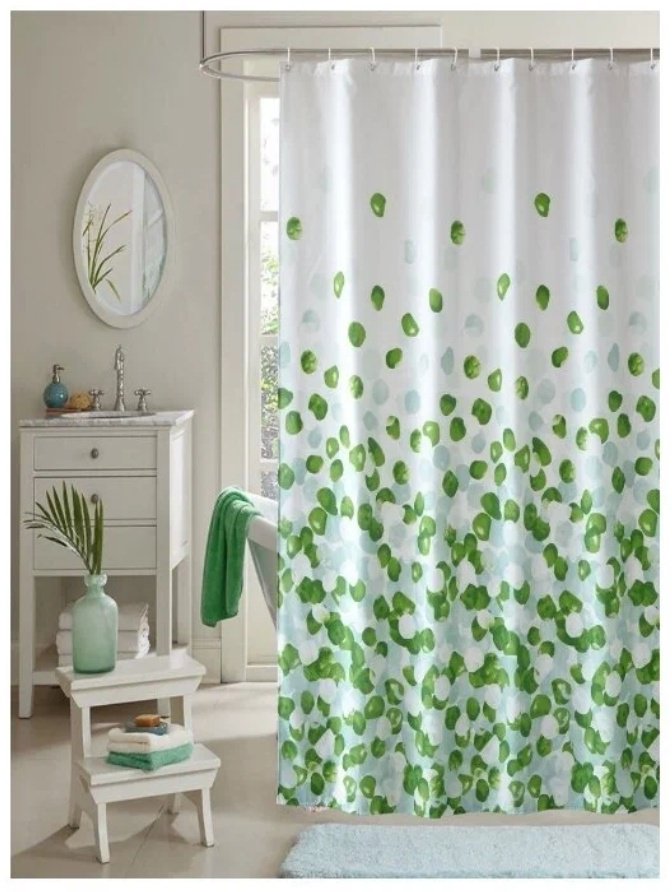 Штора Potato P8824 180x180 белый, зеленый, ткань купить,30500
