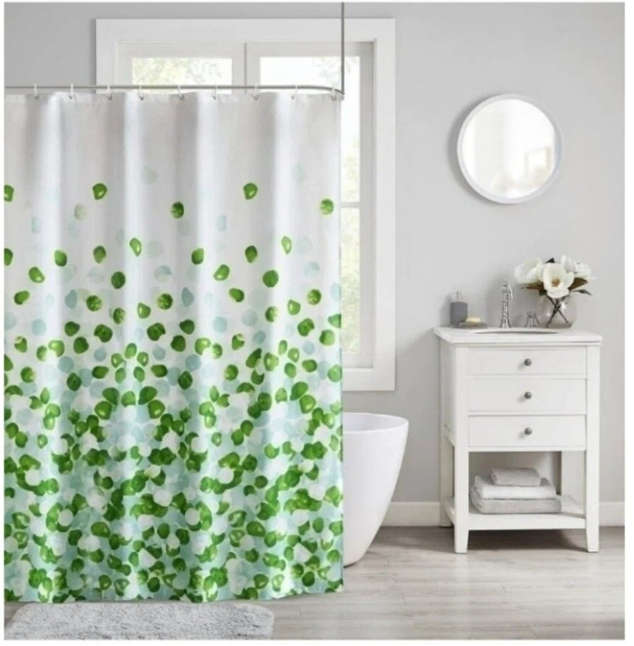 Штора Potato P8824 180x180 белый, зеленый, ткань купить,30500