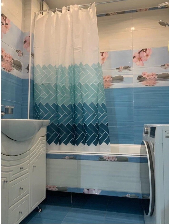 Штора Potato P8850 180x200 белый, синий, ПВХ, полиэстер