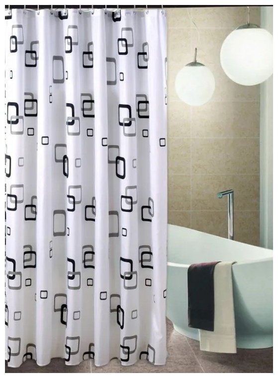 Штора Potato P8866 180x180 белый, полиэстер купить,30700
