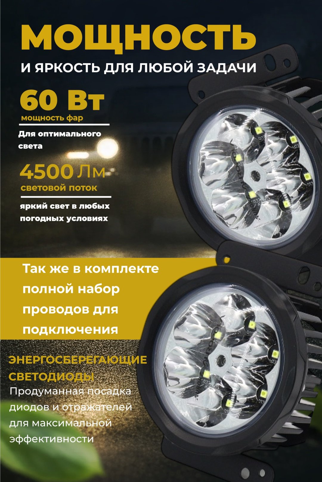 AURORA светодиодная фара ALO-R-4-C24T3 60 Вт круглая купить,62600