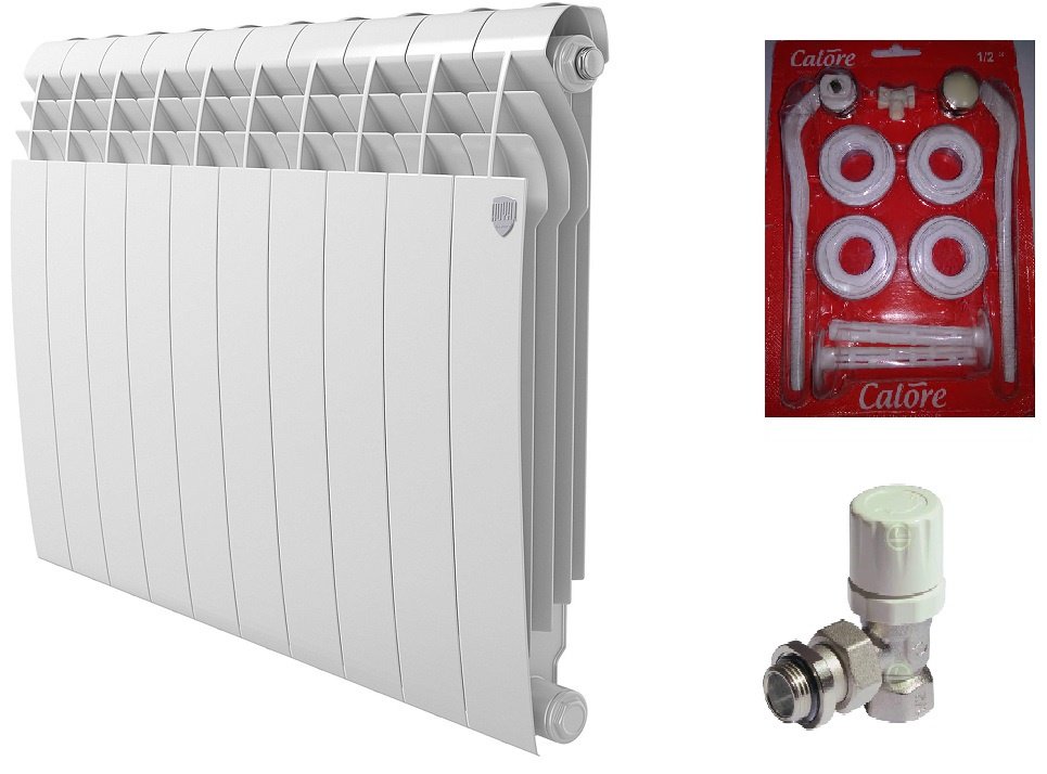 Радиатор Royal Thermo секционный BiLiner 500/Bianco Traff монтажный комплект, кран биметаллический, кол-во секций: 10 купить,113700