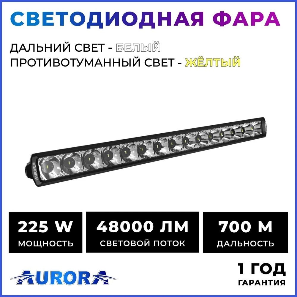 AURORA светодиодная балка ALO-D6-30-P23H1A с янтарной подсветкой 225 Вт прямоугольная купить,122000