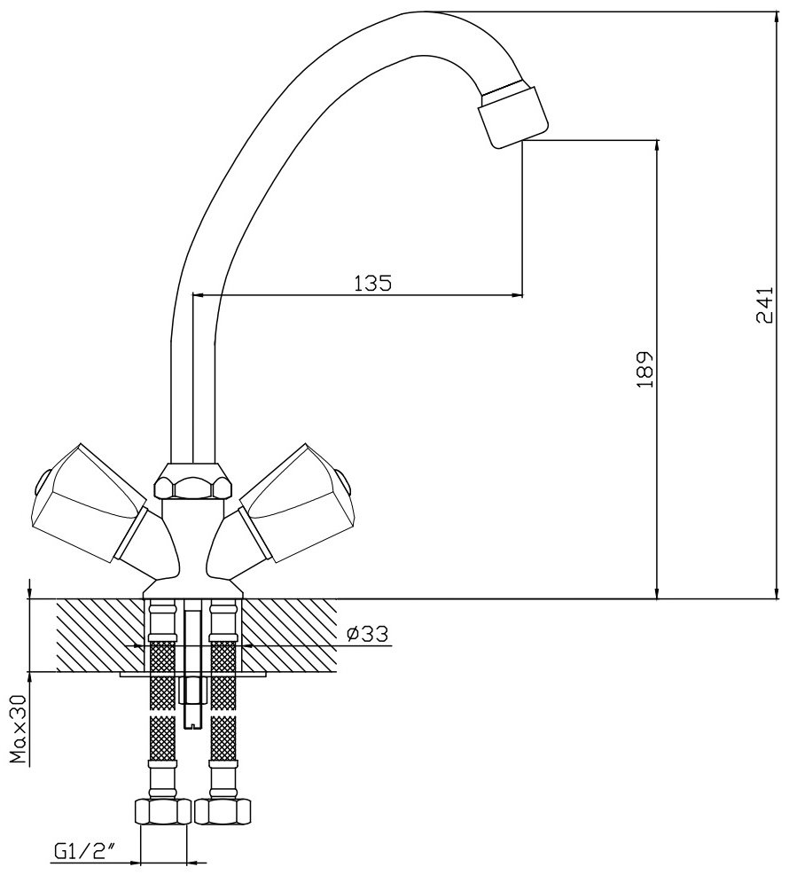 Смеситель для кухни (мойки) ARCO А4506, двухзахватный купить,15920