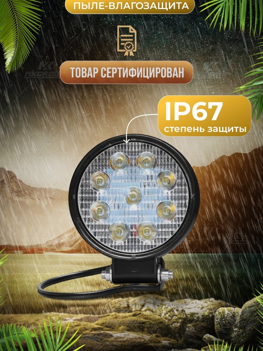 AURORA светодиодная фара ALO-R-4.5-L5D1 27 Вт круглая купить,7200