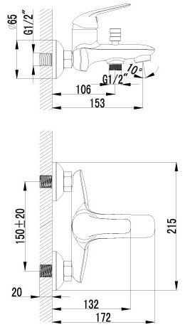 Смеситель для ванны с душем Lemark Plus Advance LM1202C, однозахватный купить,26400