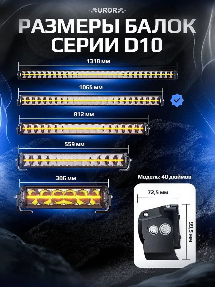 AURORA светодиодная балка АLO-Р-D10-40-R14Y-AW 720 Вт прямоугольная купить,157300