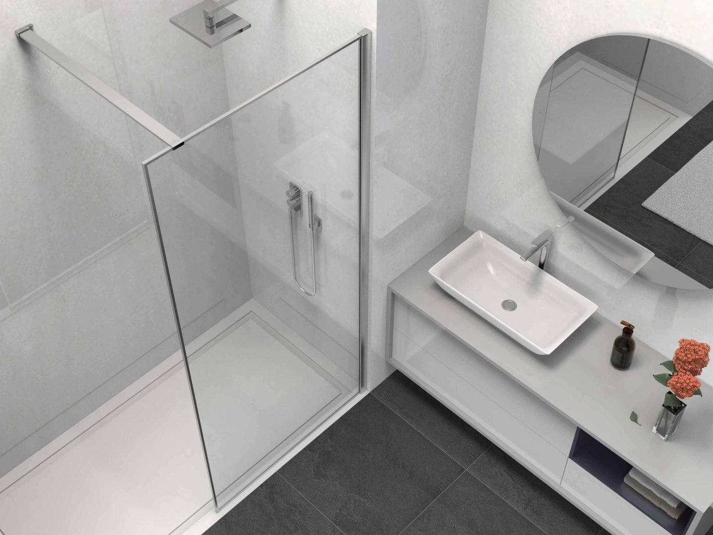 Душевое ограждение KABINKA.KZ одностенное Walk-In VSW-1HS800CL, 800х2000 мм купить,NaN