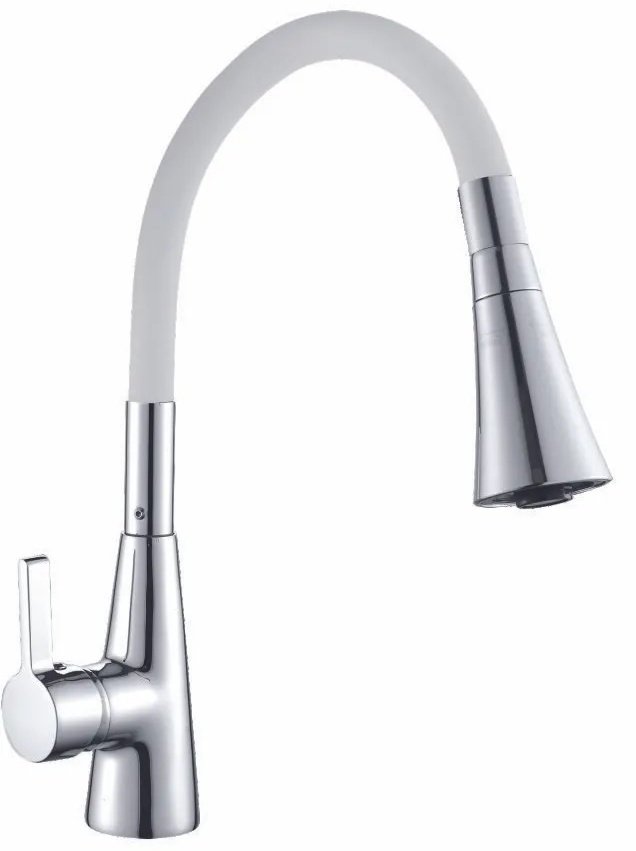 Смеситель с гибким изливом Oute T9313B, латунь, цвет белый, хром - ForteMarket Смеситель с гибким изливом Oute T9313B, латунь, цвет белый, хром купить,50400