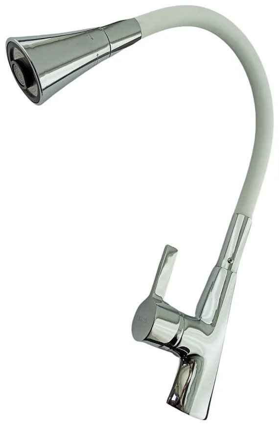Смеситель с гибким изливом Oute T9313B, латунь, цвет белый, хром - ForteMarket Смеситель с гибким изливом Oute T9313B, латунь, цвет белый, хром купить,50400