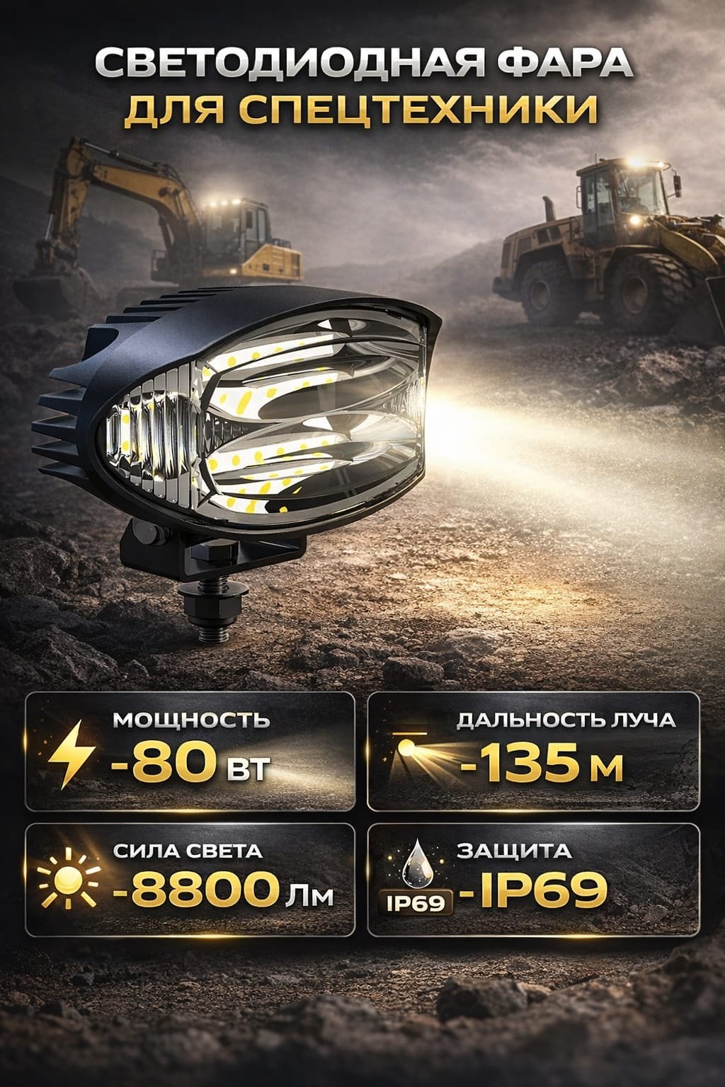 Oledone светодиодная фара AUXO WD-OA080 80 Вт овальная купить,81600