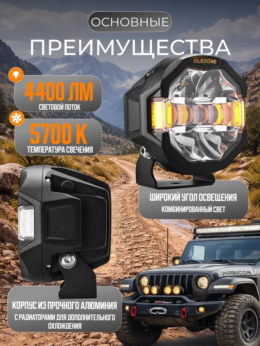 Oledone светодиодная фара WD-L040 Combo 42 Вт круглая купить,49000